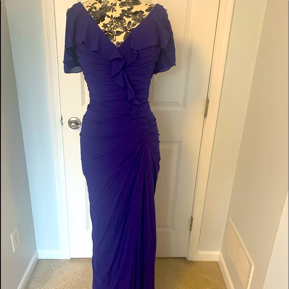 Brand new Badgley Mischka silk dress. Size 6. Beautiful magenta blue.